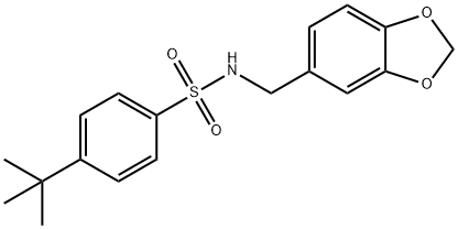 N-(1,3-benzodioxol-5-ylmethyl)-4-tert-butylbenzenesulfonamide 结构式