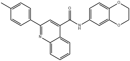 N-(2,3-dihydro-1,4-benzodioxin-6-yl)-2-(4-methylphenyl)quinoline-4-carboxamide 结构式