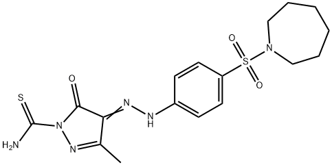 4-{[4-(1-azepanylsulfonyl)phenyl]hydrazono}-3-methyl-5-oxo-4,5-dihydro-1H-pyrazole-1-carbothioamide 结构式