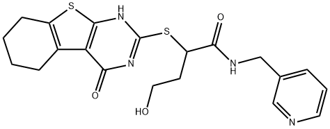 4-hydroxy-2-((4-oxo-3,4,5,6,7,8-hexahydrobenzo[4,5]thieno[2,3-d]pyrimidin-2-yl)thio)-N-(pyridin-3-ylmethyl)butanamide 结构式