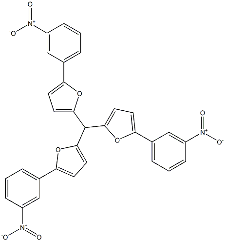 2-[bis[5-(3-nitrophenyl)furan-2-yl]methyl]-5-(3-nitrophenyl)furan 结构式