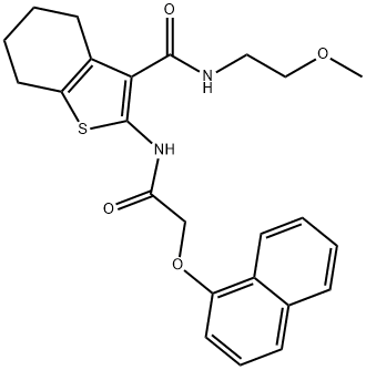 N-(2-methoxyethyl)-2-(2-(naphthalen-1-yloxy)acetamido)-4,5,6,7-tetrahydrobenzo[b]thiophene-3-carboxamide 结构式