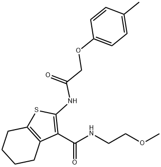 N-(2-methoxyethyl)-2-(2-(p-tolyloxy)acetamido)-4,5,6,7-tetrahydrobenzo[b]thiophene-3-carboxamide 结构式