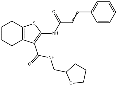 2-cinnamamido-N-((tetrahydrofuran-2-yl)methyl)-4,5,6,7-tetrahydrobenzo[b]thiophene-3-carboxamide 结构式