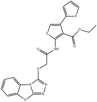 ethyl 5-(2-(benzo[4,5]thiazolo[2,3-c][1,2,4]triazol-3-ylthio)acetamido)-[2,3-bithiophene]-4-carboxylate 结构式