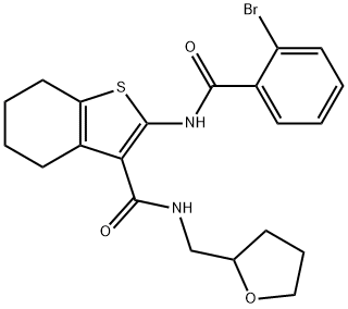 2-(2-bromobenzamido)-N-((tetrahydrofuran-2-yl)methyl)-4,5,6,7-tetrahydrobenzo[b]thiophene-3-carboxamide 结构式