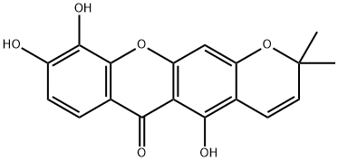 2H,6H-Pyrano(3,2-b)xanthen-6-one, 5,9,10-trihydroxy-2,2-dimethyl- 结构式