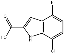 4-溴-7-氯-1H-吲哚-2-羧酸 结构式