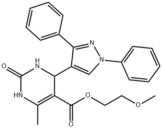 2-methoxyethyl 4-(1,3-diphenyl-1H-pyrazol-4-yl)-6-methyl-2-oxo-1,2,3,4-tetrahydropyrimidine-5-carboxylate 结构式