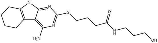 4-((4-amino-5,6,7,8-tetrahydrobenzo[4,5]thieno[2,3-d]pyrimidin-2-yl)thio)-N-(3-hydroxypropyl)butanamide 结构式