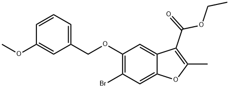 ethyl 6-bromo-5-((3-methoxybenzyl)oxy)-2-methylbenzofuran-3-carboxylate 结构式