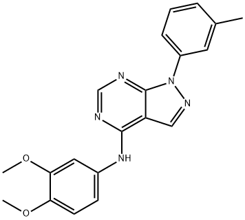 N-(3,4-dimethoxyphenyl)-1-(m-tolyl)-1H-pyrazolo[3,4-d]pyrimidin-4-amine 结构式