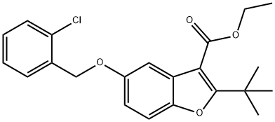 ethyl 2-(tert-butyl)-5-((2-chlorobenzyl)oxy)benzofuran-3-carboxylate 结构式