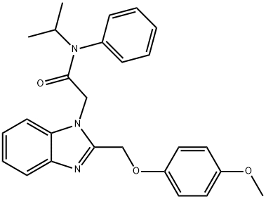 N-isopropyl-2-(2-((4-methoxyphenoxy)methyl)-1H-benzo[d]imidazol-1-yl)-N-phenylacetamide 结构式