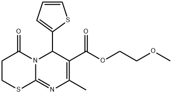 2-methoxyethyl 8-methyl-4-oxo-6-(thiophen-2-yl)-3,4-dihydro-2H,6H-pyrimido[2,1-b][1,3]thiazine-7-carboxylate 结构式
