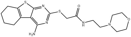 2-((4-amino-5,6,7,8-tetrahydrobenzo[4,5]thieno[2,3-d]pyrimidin-2-yl)thio)-N-(2-morpholinoethyl)acetamide 结构式