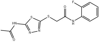 2-((5-acetamido-1,3,4-thiadiazol-2-yl)thio)-N-(2-fluorophenyl)acetamide 结构式