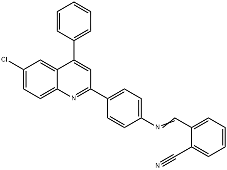 (E)-2-(((4-(6-chloro-4-phenylquinolin-2-yl)phenyl)imino)methyl)benzonitrile 结构式