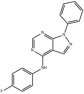 N-(4-fluorophenyl)-1-phenyl-1H-pyrazolo[3,4-d]pyrimidin-4-amine 结构式