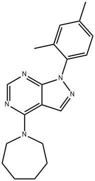 4-(azepan-1-yl)-1-(2,4-dimethylphenyl)-1H-pyrazolo[3,4-d]pyrimidine 结构式