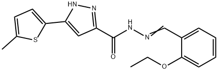 (E)-N-(2-ethoxybenzylidene)-3-(5-methylthiophen-2-yl)-1H-pyrazole-5-carbohydrazide 结构式