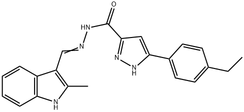 (E)-3-(4-ethylphenyl)-N-((2-methyl-1H-indol-3-yl)methylene)-1H-pyrazole-5-carbohydrazide 结构式