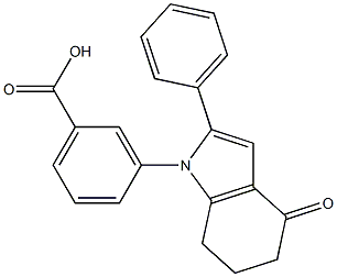 3-(4-oxo-2-phenyl-4,5,6,7-tetrahydro-1H-indol-1-yl)benzoic acid 结构式