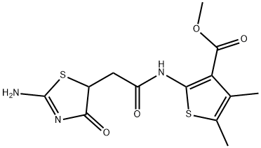 methyl 2-(2-(2-imino-4-oxothiazolidin-5-yl)acetamido)-4,5-dimethylthiophene-3-carboxylate 结构式