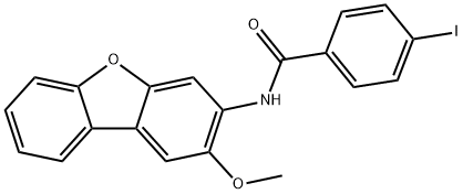 4-iodo-N-(2-methoxydibenzofuran-3-yl)benzamide 结构式