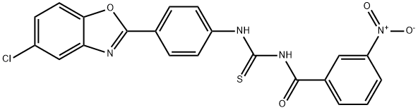 N-{[4-(5-chloro-1,3-benzoxazol-2-yl)phenyl]carbamothioyl}-3-nitrobenzamide 结构式