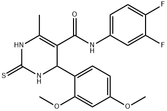 N-(3,4-difluorophenyl)-4-(2,4-dimethoxyphenyl)-6-methyl-2-thioxo-1,2,3,4-tetrahydropyrimidine-5-carboxamide 结构式