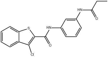3-chloro-N-[3-(propanoylamino)phenyl]-1-benzothiophene-2-carboxamide 结构式