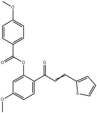 (E)-5-methoxy-2-(3-(thiophen-2-yl)acryloyl)phenyl 4-methoxybenzoate 结构式