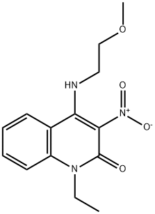 1-ethyl-4-((2-methoxyethyl)amino)-3-nitroquinolin-2(1H)-one 结构式