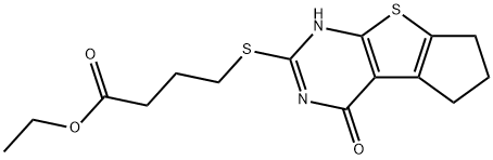 ethyl 4-((4-oxo-3,5,6,7-tetrahydro-4H-cyclopenta[4,5]thieno[2,3-d]pyrimidin-2-yl)thio)butanoate 结构式