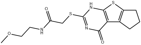 N-(2-methoxyethyl)-2-((4-oxo-3,5,6,7-tetrahydro-4H-cyclopenta[4,5]thieno[2,3-d]pyrimidin-2-yl)thio)acetamide 结构式