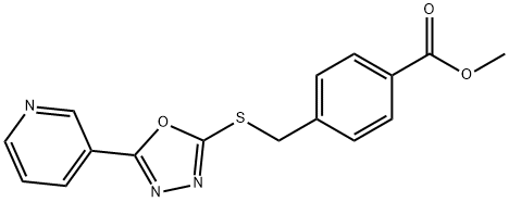 methyl 4-(((5-(pyridin-3-yl)-1,3,4-oxadiazol-2-yl)thio)methyl)benzoate 结构式