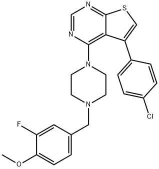 5-(4-chlorophenyl)-4-(4-(3-fluoro-4-methoxybenzyl)piperazin-1-yl)thieno[2,3-d]pyrimidine 结构式