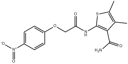 4,5-dimethyl-2-{[(4-nitrophenoxy)acetyl]amino}-3-thiophenecarboxamide 结构式