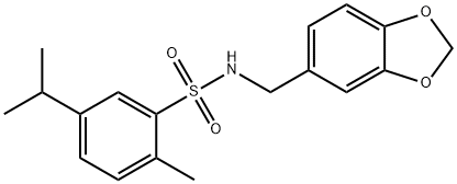 N-(benzo[d][1,3]dioxol-5-ylmethyl)-5-isopropyl-2-methylbenzenesulfonamide 结构式