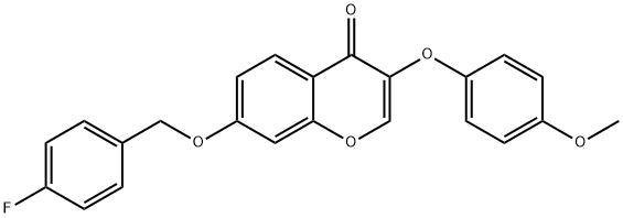 7-[(4-fluorophenyl)methoxy]-3-(4-methoxyphenoxy)chromen-4-one 结构式