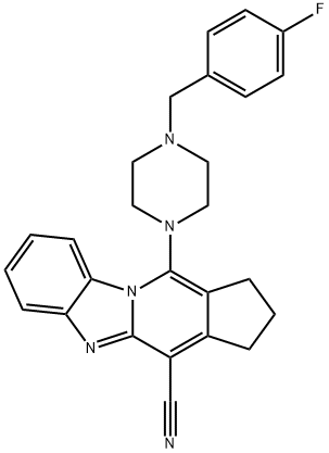 11-(4-(4-fluorobenzyl)piperazin-1-yl)-2,3-dihydro-1H-benzo[4,5]imidazo[1,2-a]cyclopenta[d]pyridine-4-carbonitrile 结构式