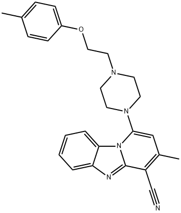 3-methyl-1-(4-(2-(p-tolyloxy)ethyl)piperazin-1-yl)benzo[4,5]imidazo[1,2-a]pyridine-4-carbonitrile 结构式