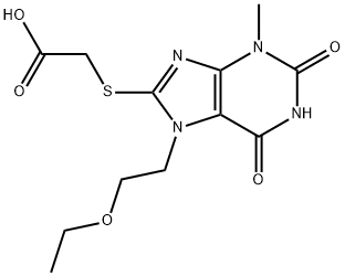 2-((7-(2-ethoxyethyl)-3-methyl-2,6-dioxo-2,3,6,7-tetrahydro-1H-purin-8-yl)thio)acetic acid 结构式