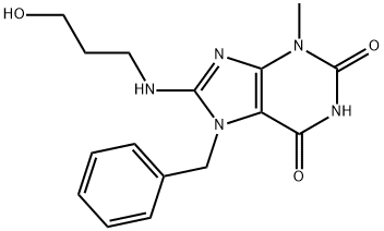 7-benzyl-8-((3-hydroxypropyl)amino)-3-methyl-3,7-dihydro-1H-purine-2,6-dione 结构式