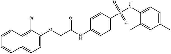 2-[(1-bromo-2-naphthyl)oxy]-N-(4-{[(2,4-dimethylphenyl)amino]sulfonyl}phenyl)acetamide 结构式