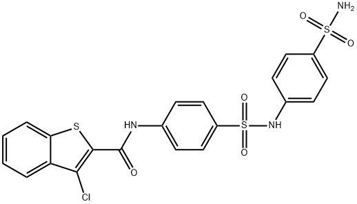 N-[4-({[4-(aminosulfonyl)phenyl]amino}sulfonyl)phenyl]-3-chloro-1-benzothiophene-2-carboxamide 结构式