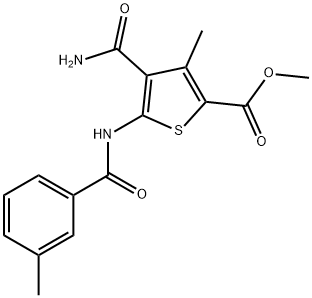 methyl 4-carbamoyl-3-methyl-5-[(3-methylbenzoyl)amino]thiophene-2-carboxylate 结构式