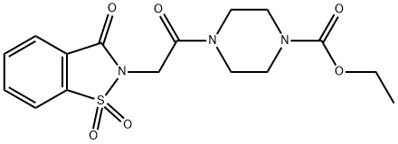 ethyl 4-(2-(1,1-dioxido-3-oxobenzo[d]isothiazol-2(3H)-yl)acetyl)piperazine-1-carboxylate 结构式