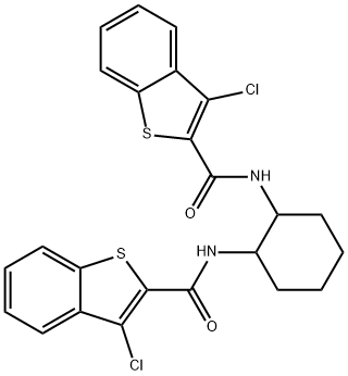 N,N'-1,2-cyclohexanediylbis(3-chloro-1-benzothiophene-2-carboxamide) 结构式